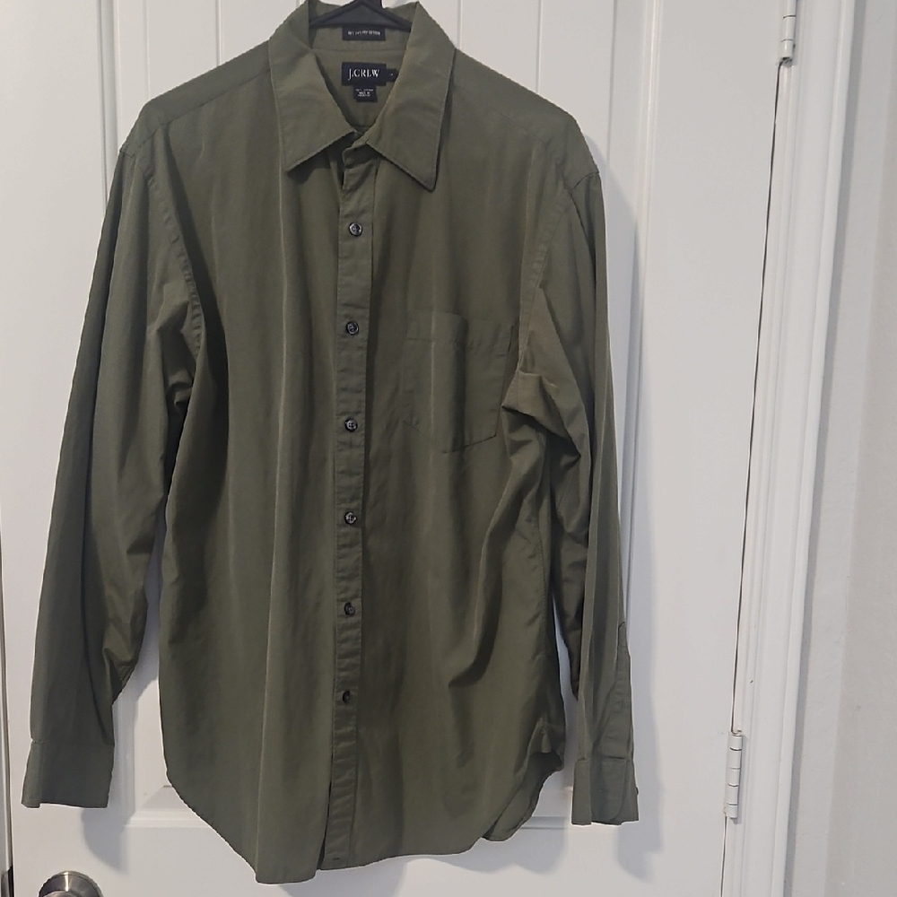 J. Crew Men's Casual Green Button Down Shirt
